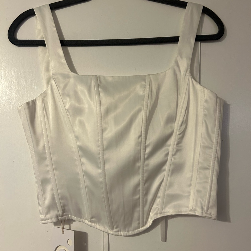 White Satin Corset Top
